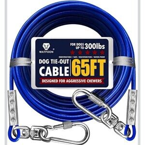 Tie Out Cable for Dogs up to 300Lbs, 65Ft Extra Strong 1Klbs Break Strength NEW